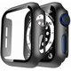 thumbnail image 3 of 2 Pack Hard Case Compatible for Apple Watch SE/Series 6/5/4 44mm with 9H Tempered Glass Screen Protector, [Touch Sensitive] [Full Coverage] Slim Bumper Protective Cover for iWatch 44mm (Black, 44mm), 3 of 5