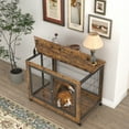 thumbnail image 3 of Brown Indoor Wooden Dog Kennel On Wheels, Furniture Dog Crate with Double Doors, Rustic 39" Pet Cage with Lift Top & Side Door for Living Room, 3 of 5
