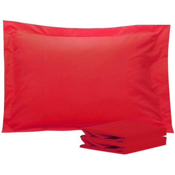 Standard Pillow Shams, Set of 2, 100% Brushed Microfiber, Soft and Cozy, Wrinkle, Fade, Stain Resistant (Standard, Red)