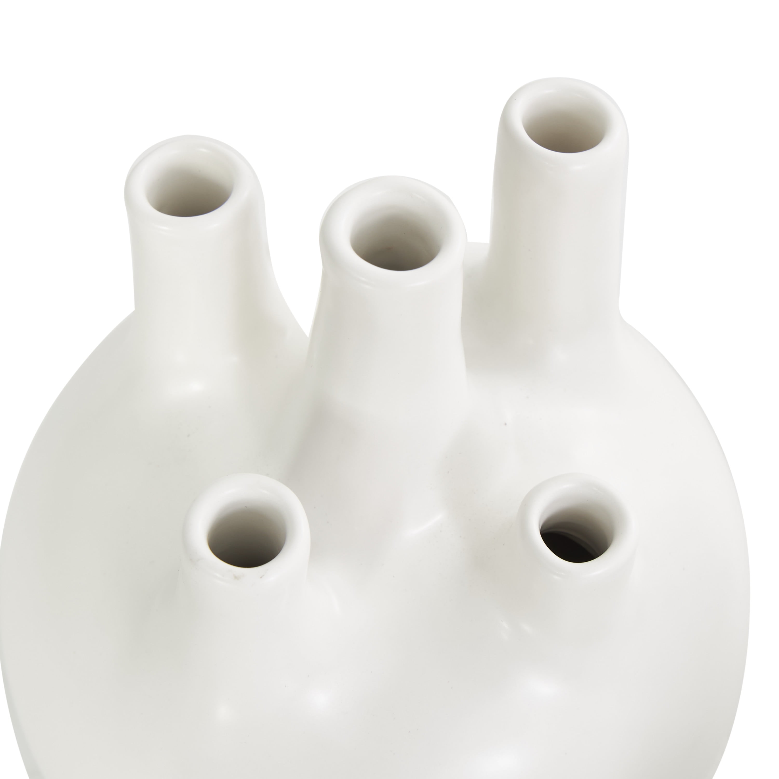 CosmoLiving by Cosmopolitan 6"W, 7"H Round Bud White Ceramic Vase with Multiple Openings, Set of 3