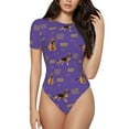 thumbnail image 2 of Uemuo German Shepherd Dog Pattern Women's One Piece Short Sleeve Swimsuit Rash Guard Surfing Modest Quick-drying Swimsuit Beach Essentials-Small, 2 of 9