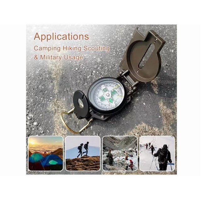 SUTENGDA Boussole Militaire Multifonctionnelle en Alliage d'Aluminium pour Navigation Randonnée Camping Aventure Camping Randonnée Survie