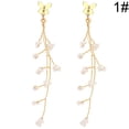 thumbnail image 2 of 1 Paire de Boucles d'Oreilles Perlées pour Femmes Design Papillon Perles Pendantes, 2 of 10