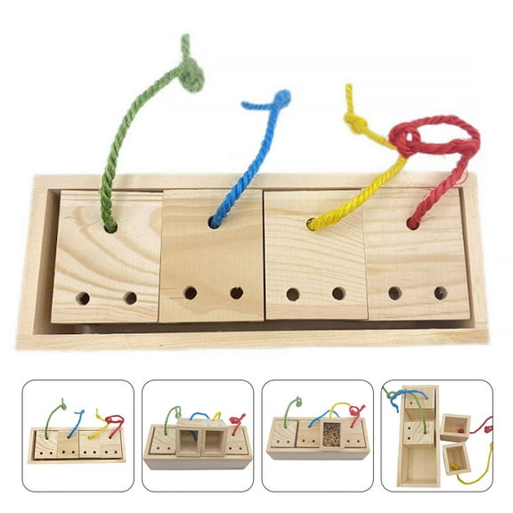 UPOUART Foraging Budgie Toy Feeding Toy Wood for Pet Bird Indoor Play 1Pack