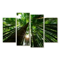 Elephant Stock Arashiyama Bamboo Grove Wall Art - Horizontal Multi Panel Canvas - Living Room Wall Decor - Nature Multi Panel - Gray And Beige Decor - 30" x 18"
