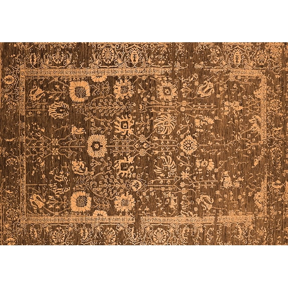 Ahgly Company Indoor Rectangle Oriental Orange Industrial Area Rugs, 7' x 9'