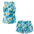 thumbnail image 4 of Xoenoiee Tropical Plumeria Flower Starfish Print Plus Size Swim Suits Two Piece Tankini Swimsuit Tummy Control Bathing Suit with Shorts 2026 Tankini Set with Pockets, 4XL, 4 of 7