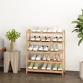 thumbnail image 4 of 5 Tiers Bamboo Shoe Rack, Shoe Shelf Storage Organizer for Hallway Closet Living Room Entryway Organizer, 4 of 5