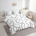 thumbnail image 3 of Erosebridal Geometric Lines Bed In A Bag Queen Size, Modern Abstract Bed Set,White Gray Bedding Queen Size, Microfiber Room Decor,7-Piece, 3 of 5