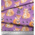 thumbnail image 2 of Soimoi Purple Cotton Poplin Fabric Cat & Fox Kids Printed Fabric 1 Yard 56 Inch Wide, 2 of 3