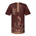 thumbnail image 5 of Jsaierl Womens Tops Hide Belly Shirts Summer Pleated Button V Neck T-Shirt Causal Empire Waist A-Line Floral Tunic Tops, 5 of 5