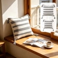 thumbnail image 7 of Bomd Boho Outdoor Couch Throw Pillow Covers , Decorative Thick Woven Striped Accent Neutral Pillow Covers with Tassels for Bed Sofa Home Decor, 19.7x19.7 Inch, Black and Cream White, 7 of 7