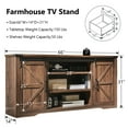 thumbnail image 4 of T4TREAM Farmhouse TV Stand for TVs up to 75" - Wood Entertainment Center with 4 Drawers & Barn Door & Adjustable Shelves, Brown, 4 of 8