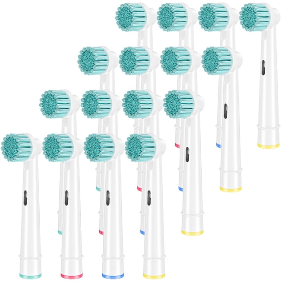 16 Pack Sensitive Clean Replacement Heads for Oral B Electric Toothbrushes, Sensitive Gum Care Soft Bristles Brush Heads.