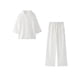 thumbnail image 4 of HH TRAF Traje de verano para mujer, camisa holgada con cuello vuelto y manga larga con botonadura sencilla y pantalón con lazo y cintura alta con cordones para mujer, 4 of 5