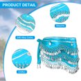 thumbnail image 3 of Uxcell Women's Belly Dance Hip Scarf with Sequins Triangle Wrap Skirts Waist Chain for Party Costume Performance Light Blue, 3 of 7