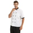 thumbnail image 3 of TopTie Veste de Chef Serveur Unisexe à Manches Courtes pour Hôtel restaurant-Blanc-3TG, 3 of 7