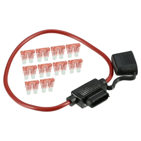 Unique Bargains 1Set 40A Standard Blade Style Fuse 12 AWG Fuse Holder 12Gauge Fuse Holder Blade Style Inline Fuse Holder