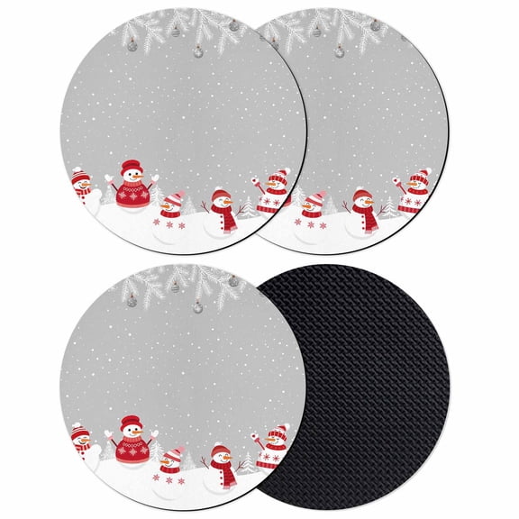 Grey Snowman Christmas Coasters Set of 4, Absorbent Coasters for Drinks, Winter Snowflake Pine Xmas Tree Coaster for Desk Coffee Table Protection, Home Decor House Warming Gifts 4"