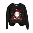 thumbnail image 3 of Riecok Christmas Women's Hoodless Sweatshirts Long Sleeves Round Neck Fall Christmas Funny Graphic Oversized Soft Fashion Holiday Sweatshirts Pullover Hoodless Tops Black L, 3 of 4