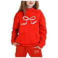 thumbnail image 1 of GDREDA Girls Outfit Set Children's Hoodie Set With Bow Print Red,12-13Years, 1 of 4