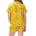 thumbnail image 4 of Gelikeya Pajamas Set Bee Festival Button Down Satin Short Sleeve Top and Shorts Set World Bee Day Nightgown Loungewear (Kids, 017-Yellow, 8-9 Years), 4 of 5