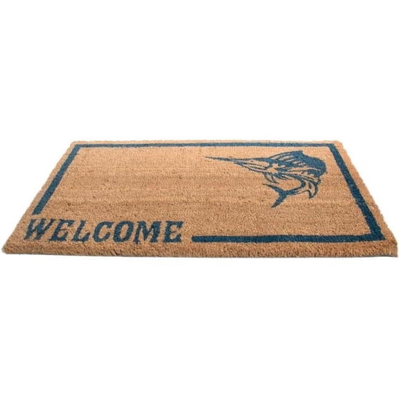 HomeRoots 555514 18 x 30 in. Brown & Black Coir Swordfish Welcome Outdoor Door Mat