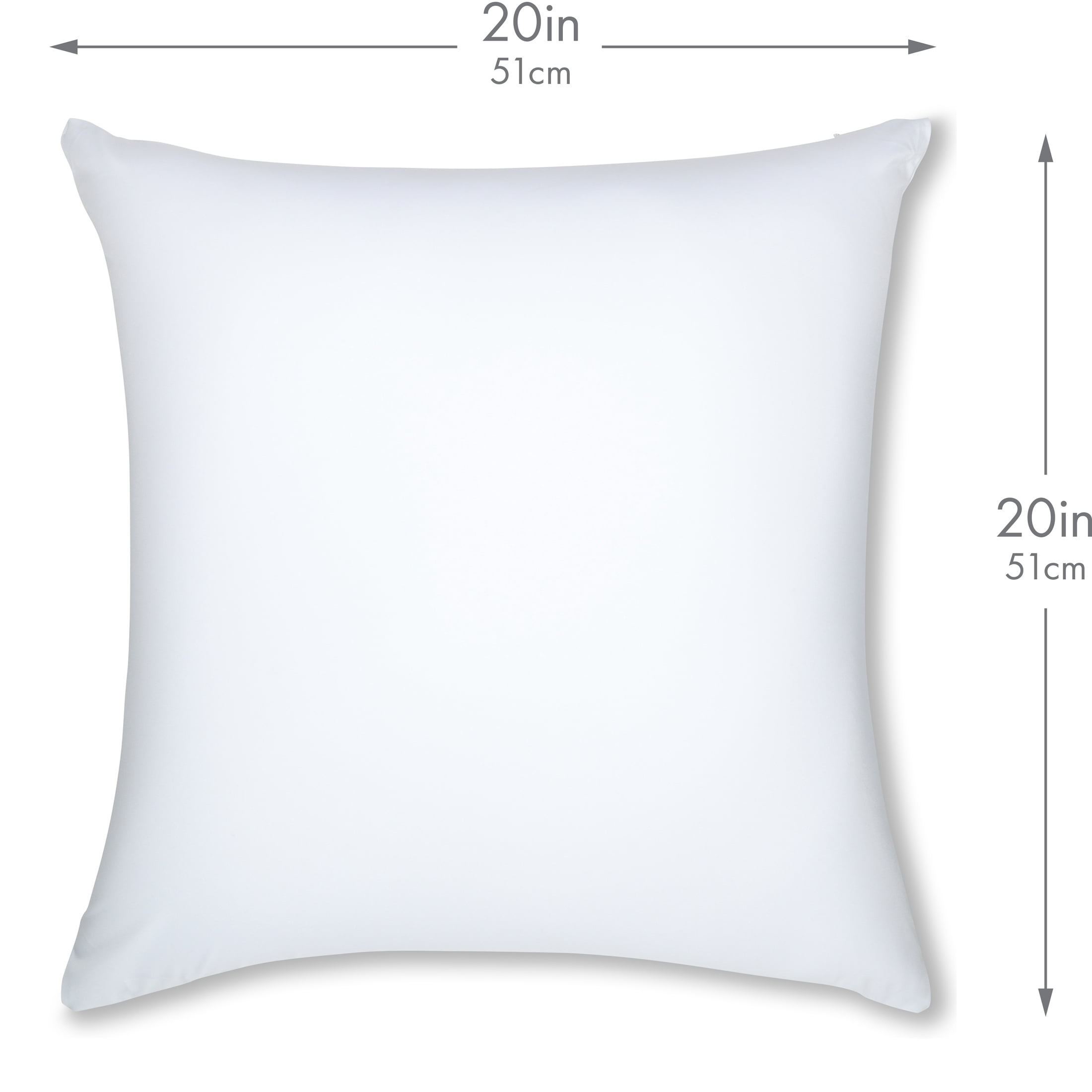 20" x 20" Throw Pillow – White: 1 PCS Luxurious Premium Microbead Pillow With 85/15 Nylon/Spandex Fabric. Forever Fluffy, Outstanding Beauty & Support. Silky, Soft & Beyond Comfortable