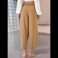 thumbnail image 3 of Pantalones Rectos Holgados Informales de Algodón y , Color Caqui, Talla XXL, 3 of 5