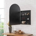 thumbnail image 3 of MAYEERTY 36"x24" Iron Rounded Arch Medicine Cabinet with Mirror for Bathroom , Black, 3 of 7