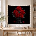 thumbnail image 5 of Red Rose Bouquet on Black Background, Romantic Gothic Style for Flower Lovers, Floral Wall Art, Valentine's Day Gift, Tapestry Wall Hanging for Bedroom, Living Room and Dorm, 5 of 7