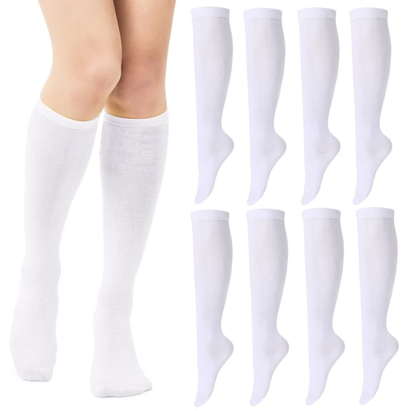 8 Pairs Women's Knee High Socks Trouser Socks, Stretchy Soft Thin Long Tube Sock for Boot , Daily Wear