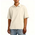 thumbnail image 4 of HAJWOH Mens Polo Uniform Shirts Short Sleeve Top Casual Button Down Tshirts 2026 New with Collar Golf Polo Shirts Comfy Blouse Beige S, 4 of 5