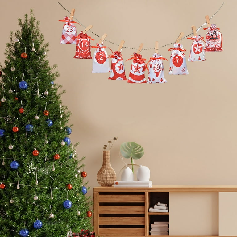 Christmas Advent Calendar 24 Day Countdown Hanging Advent Calendar Gift  Bags Fabric Christmas Decorations Home Door Wall Xmas Year Hanging Ornament  - Walmart.com