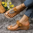 thumbnail image 6 of Beach Sandals for Woman, Xunlbb Women's Fashion Casual Summer New Style Solid Color Fish Mouth Wedge Heel Fashionable Bright Diamond Flower Line Beach Flip Flops Sandals(Yellow,Size:38), 6 of 9