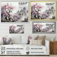 thumbnail image 4 of Designart "Japanese Panorama Landscape with Pink Florals I" Landscapes Framed Wall Art - Traditional Pink Japan Entryway Framed Wall Art, 4 of 6
