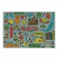 thumbnail image 1 of Doodle Cutting Board, Russia Themed Cartoonish Graphic of Colorful Landmark Print, Decorative Tempered Glass Cutting and Serving Board, in 3 Sizes, by Ambesonne, 1 of 2