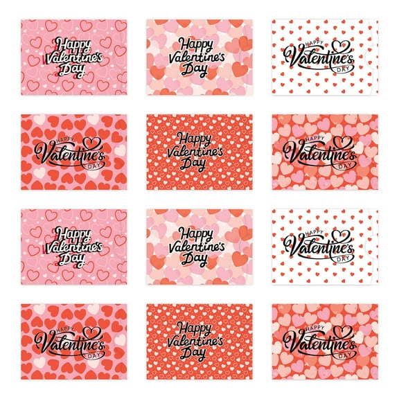 Koyal Wholesale Happy Valentine's Day Gift Card Holders, Pink & Red, Assorted Gift Card Sleeves, 12-Pk