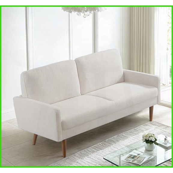 Ivory Velvet 3-Seater Sofa, European Modern-Vintage Sleek Design for Living Room, Apartment or Office