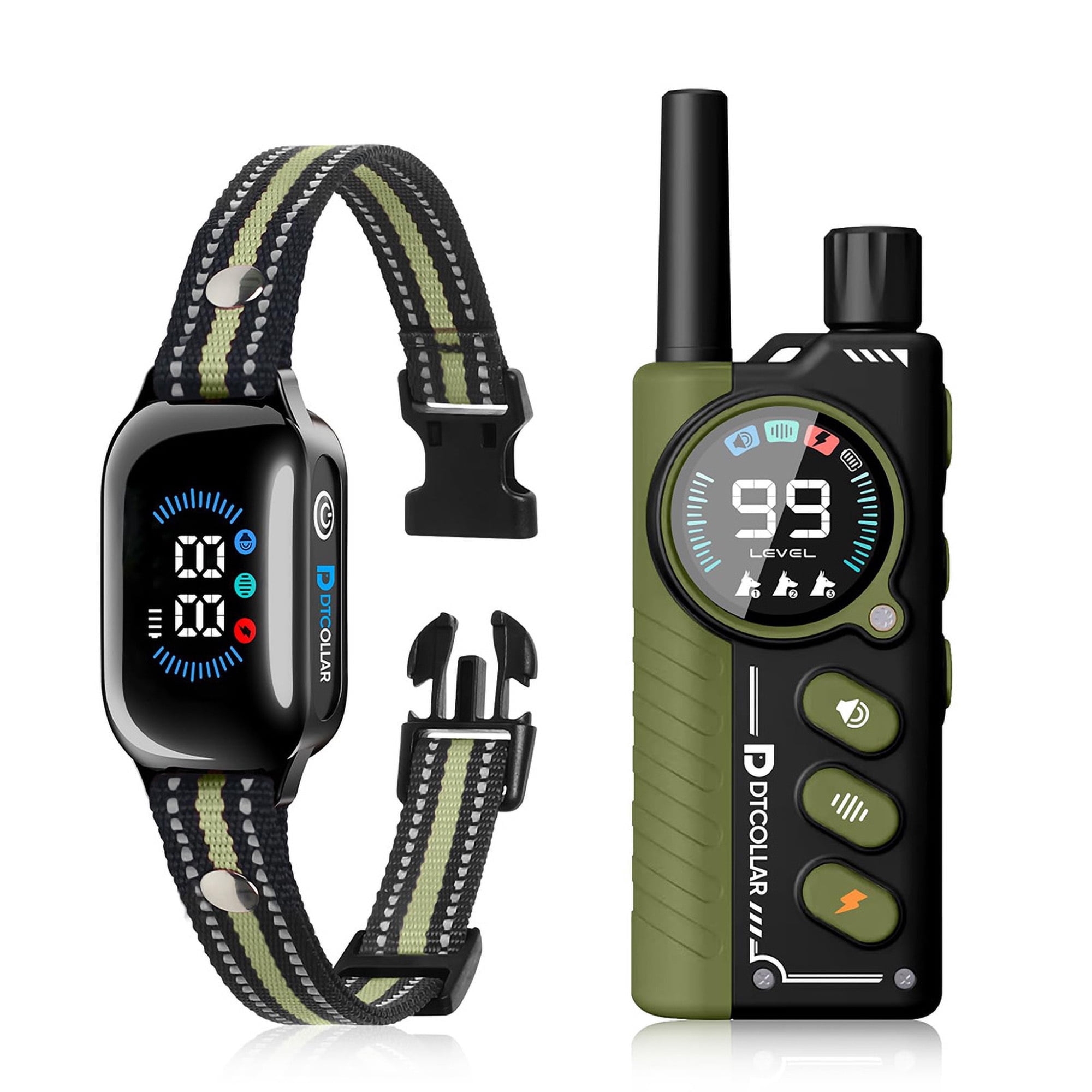 Paipaitek Dog Training Collar with Remote 2-in-1 Dog Shock Collar & Auto Bark Collar 3300FT Range Waterproof Shock Collar for Small Medium Large Dogs Green