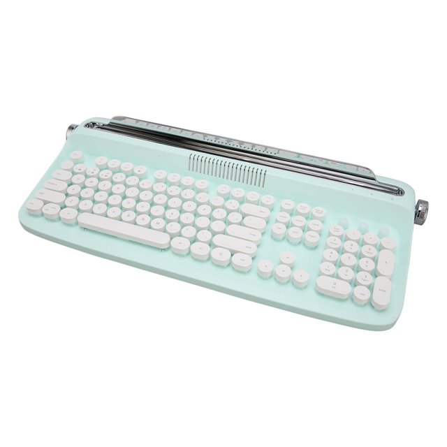Retro Typewriter Keyboard with Integrated Stand, 104 Keys, BT5.0, Tablet Keyboard for Smart Phone Laptop