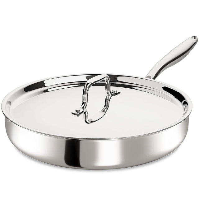 Sartén de acero inoxidable de 30 cm tri-ply con tapa para inducción apta para lavavajillas y horno a 315 C