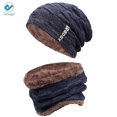 thumbnail image 2 of Deago Winter Beanie Hat Scarf Set Warm Knit Hat Thick Fleece Lined Skull Cap Neck Warmer Scarves for Men (Navy), 2 of 10