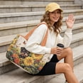 thumbnail image 4 of Pzuqiu Sunflower Yorkie Print Reversible Quilted Tote Bag for Women, Large Capacity Lightweight Orange Puffer Shoulder Handbag for Work Travel Shopping College Everyday Use, 4 of 7