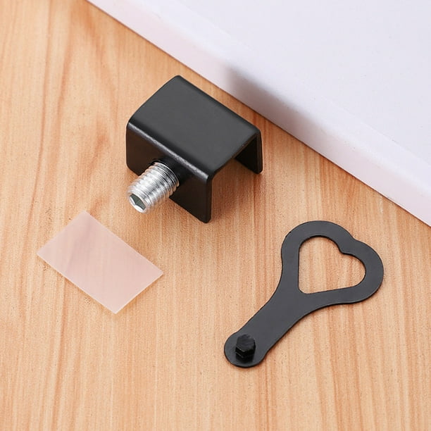 Limitador de cerradura de puerta de ventana corredera de acero inoxidable | Dispositivo de seguridad ajustable sin taladro | Limitador antirrobo con empuñadura de goma blanda | Resistente a la
