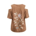thumbnail image 5 of Guluxicc Women's Cold Shoulder Shirts Short Sleeve V Neck Graphic Tops for Summer Casual Outfits, 5 of 5