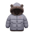 thumbnail image 3 of enyan Toddler Baby Coat Bear Hooded Winter Jacket Fleece Snowsuit Windproof Outerwear for Infant Boy Girl Grey，18-24 Months, 3 of 7