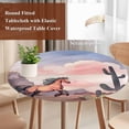 thumbnail image 5 of Vintage Running Round Fitted Table Cover Horse Pink Sky and Mountain Waterproof Table Cloth with Elastic Edge Wipeable Tablecloth for Picnic Camping Party Fits 45"-54" Diameter, 5 of 8
