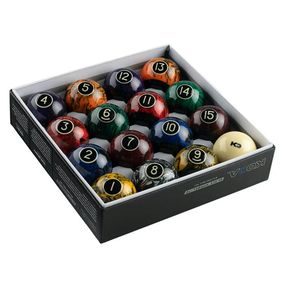 Koda Sports Black Marbelite Billiard Balls Set, (16 Count)