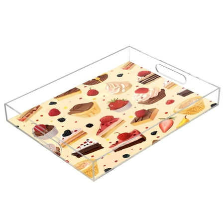 

Acrylic Tray 15.7*11.8*1.9 Inch Transparent Tray Food Tray Tea Cup Tray Serving Trays Cosmetics Storage Kitchen Table Bathroom Sundry Storage Coloured Cake